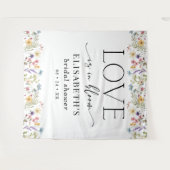 Love Is in Bloom White Bridal Shower Backdrop タペストリー (正面(横))