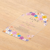 Love is in Bloom Wildflower Garden Bridal Shower アクリル招待状 (レイダウン)