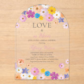 Love is in Bloom Wildflower Garden Bridal Shower アクリル招待状 (正面)