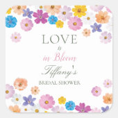Love is in Bloom Wildflower Garden Bridal Shower スクエアシール (正面)