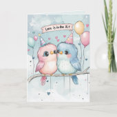 Love is in the air and Love Bird Valentine's Day カード (正面)