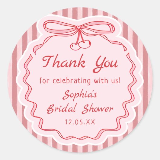 Love is in the Air Bow Bridal Shower Sticker ラウンドシール (正面)
