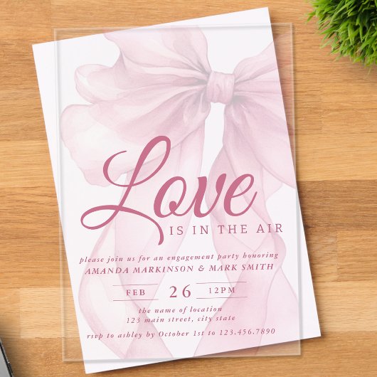Love Is In The Air Bow Mauve Engagement Party アクリル招待状