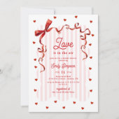 Love Is In The Air Bow Valentine's Bridal Shower 招待状 (正面)