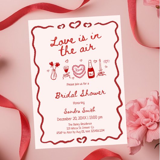 Love Is In The Air Bridal Shower 招待状