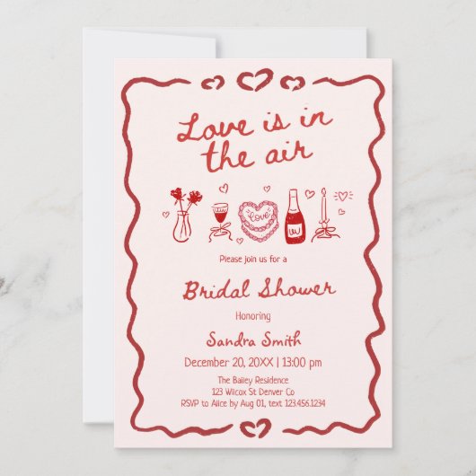 Love Is In The Air Bridal Shower 招待状 (正面)