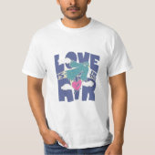 Love Is In The Air – Cute Bird & Heart Romantic Tシャツ (正面)