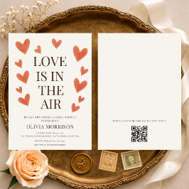 Love is in the Air Hearts QR Code Bridal Shower 招待状