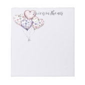 Love is in the air Lavender Purple Heart Balloons ノートパッド (正面)