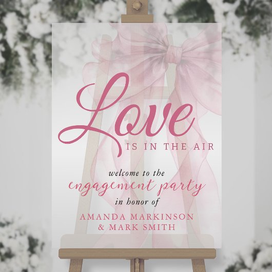 Love Is In The Air Mauve Bow Engagement Welcome アクリルサイン