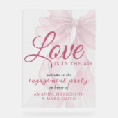 Love Is In The Air Mauve Bow Engagement Welcome アクリルサイン (正面)