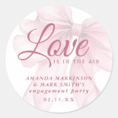 Love Is In The Air Mauve Pink Bow Engagement ラウンドシール (正面)