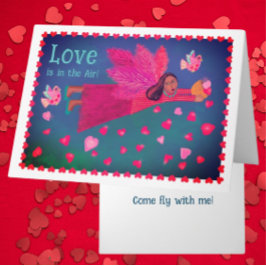 Love is in the Air Personalized Folk Art Angel  シーズンカード