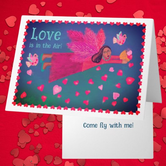 Love is in the Air Personalized Folk Art Angel  シーズンカード