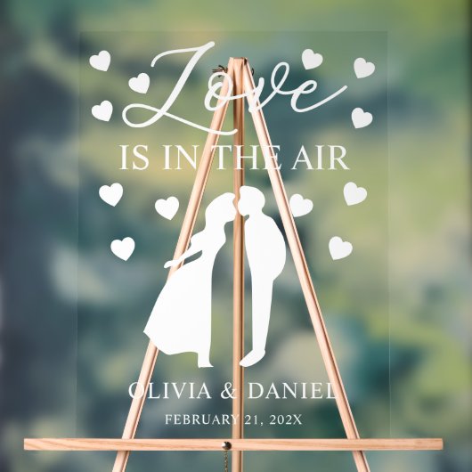Love is in the Air Personalized Wedding アクリルサイン (ニュートラル)