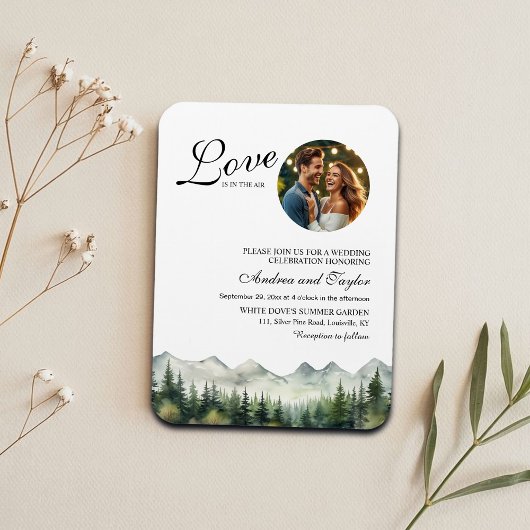 Love is in the air Photo Wedding Invitation マグネット