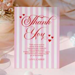 Love Is In The Air Pink Red Hearts Bridal Shower サンキューカード