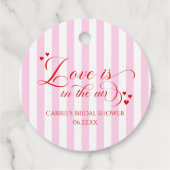 Love Is In The Air Pink Red Hearts Bridal Shower フェイバータグ (裏面)