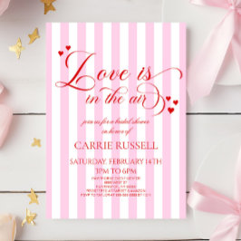 Love Is In The Air Pink Red Hearts Bridal Shower 招待状