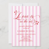 Love Is In The Air Pink Red Hearts Bridal Shower 招待状 (正面)