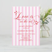Love Is In The Air Pink Red Hearts Bridal Shower 招待状 (スタンド正面)