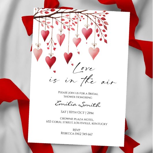  Love is in the air valentine's bridal shower   招待状