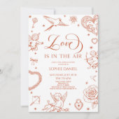 Love Is In The Air Valentine's Day Bridal Shower 招待状 (正面)