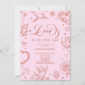 Love Is In The Air Valentine's Day Bridal Shower 招待状 (正面)