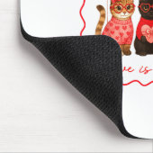 Love Is In The Fur Cat Lovers Valentines Cute Cats マウスパッド (コーナー)
