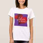 Love is Kind--Red Hearts Purple--White W T-Shirt Tシャツ (正面)