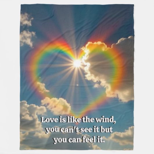 Love Is Like the Wind Large– Romantic Quote Cozy フリースブランケット (正面)