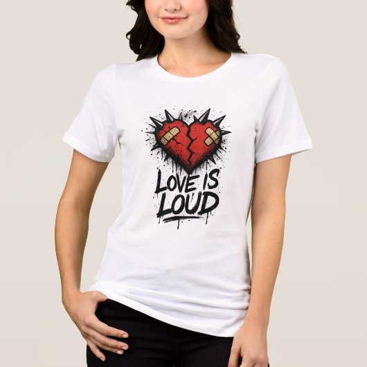 Love Is Loud – Grunge Punk Heart with Spikes トライブレンドＴシャツ (正面)