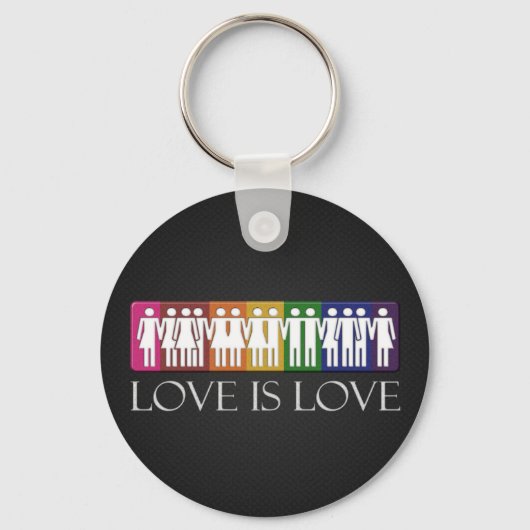Love is Loveとシルエット文字LGBTの人々 キーホルダー (正面)