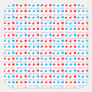 LOVE is LOVE引用文in red and blue スクエアシール