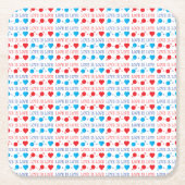 LOVE is LOVE引用文in red and blue スクエアペーパーコースター (正面)