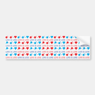 LOVE is LOVE引用文in red and blue バンパーステッカー