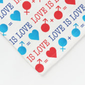 LOVE is LOVE引用文in red and blue フリースブランケット (角)