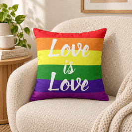 Love is Love スクリプト レインボーストライプ プライド クッション