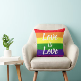 Love is Love スクリプト レインボーストライプ プライド クッション