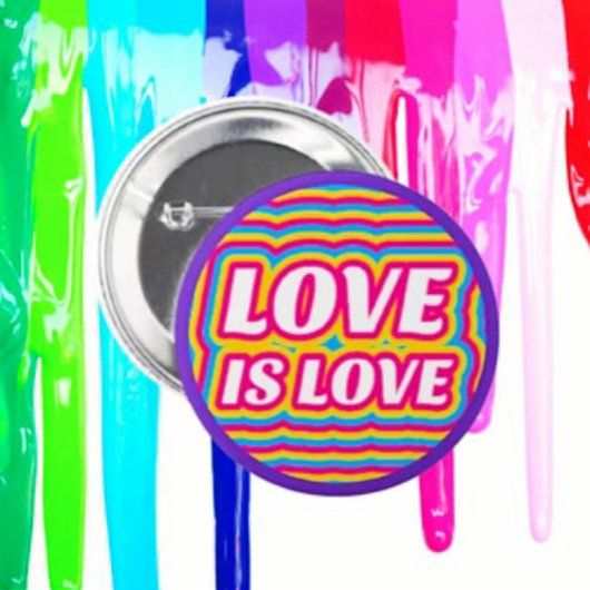 Love Is Love プライドボタン - 虹色と紫のリング 缶バッジ