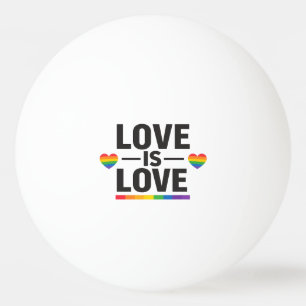 Love Is Love -ミニマル・レインボーハート・プライドデザイン 卓球ボール