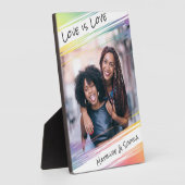 Love is Love モダン Rainbow写真と名前を追加 フォトプラーク (側面)