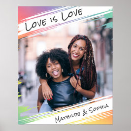 Love is Love モダン Rainbow写真と名前を追加 ポスター