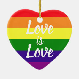 Love is Love レインボーハートクリスマス セラミックオーナメント