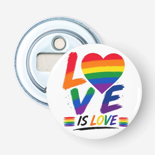 Love Is Love - レインボープライドブラシ デザイン 栓抜き (正面)