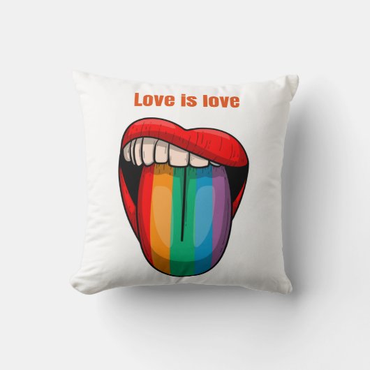 Love Is Love レインボーリップス メンズ プライドTシャツ クッション (正面)