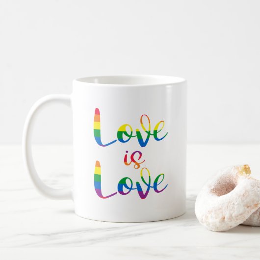 Love Is Love 文字 ゲイ プライド コーヒーマグカップ (ドーナツ)