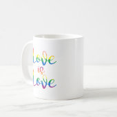 Love Is Love 文字 ゲイ プライド コーヒーマグカップ (正面左)