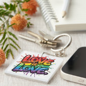 Love Is Love - 虹のプライド 引用アート  キーホルダー (正面右)