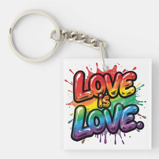 Love Is Love - 虹のプライド 引用アート  キーホルダー (正面)